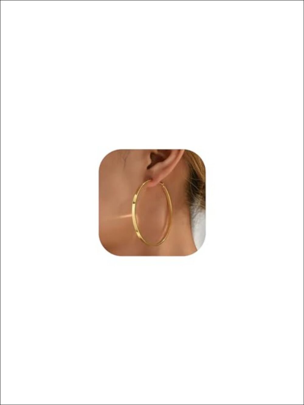 Gold Hoop Earrings for Women Non Tarnish Hypoallergenic Wide Flat
